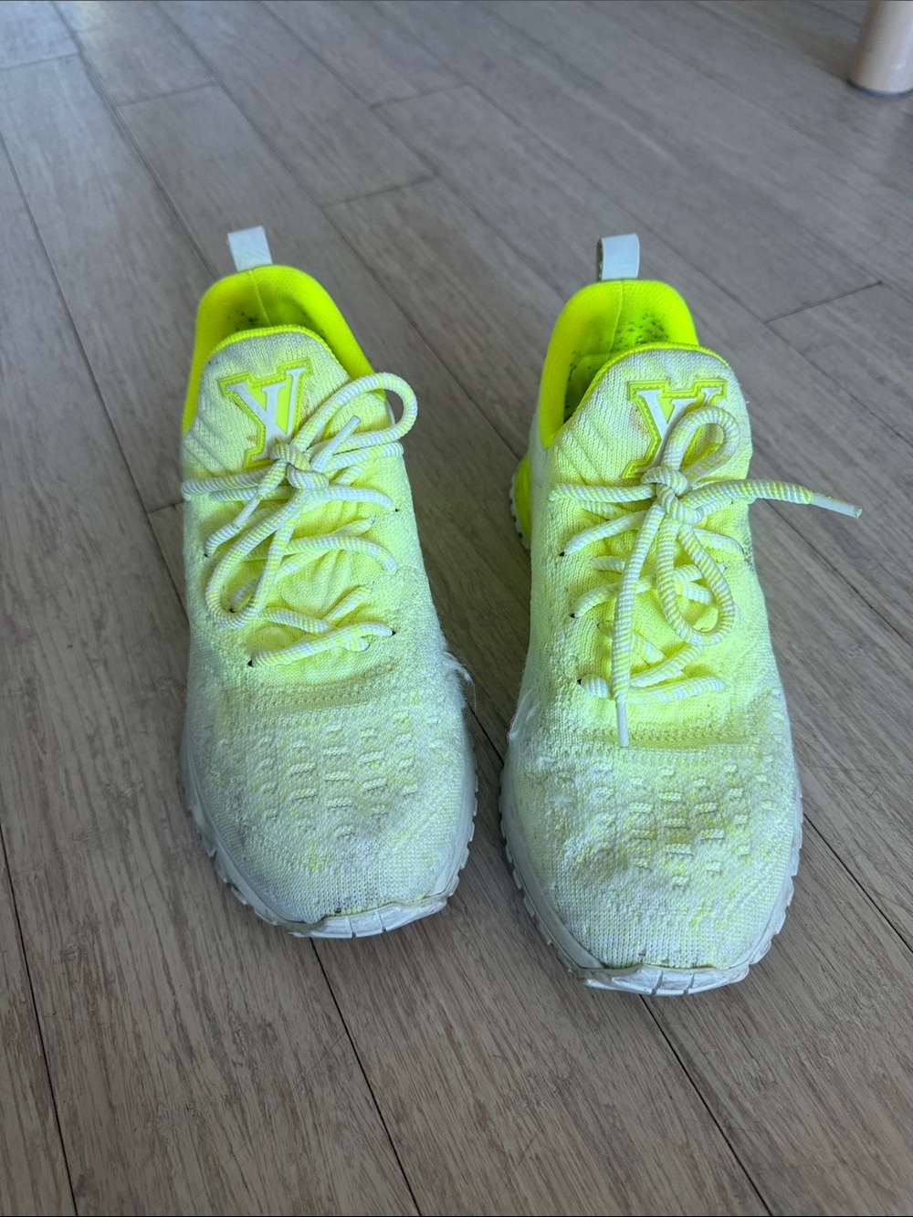 Louis Vuitton  Neon Yellow Knit Sneakers